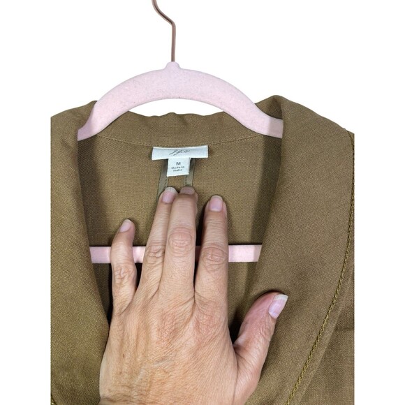 J Jill 100% Linen Blazer Jacket Women's M Brown Button Up Pockets Long Sleeve - Picture 6 of 12